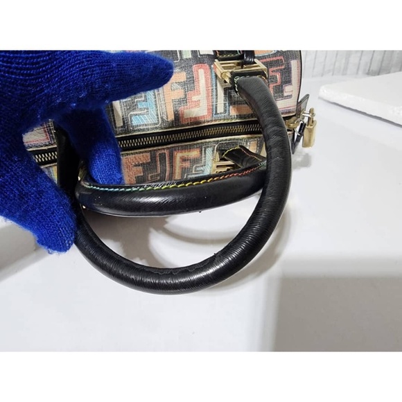 Authentic FENDI Multicolored Coated Canvas Zucca Spalmati Boston Bag - Picture 12 of 16